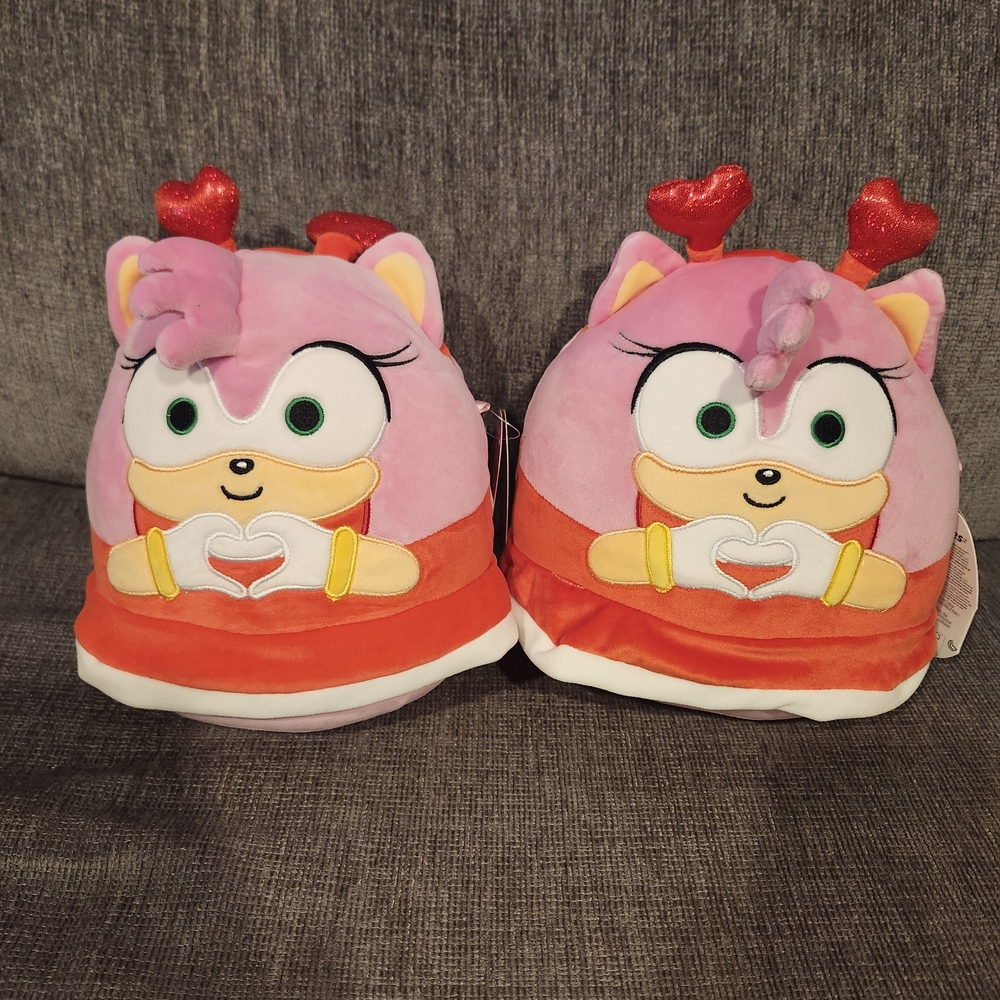 Pink and Red Plush Toys with Heart Details Set Of 2